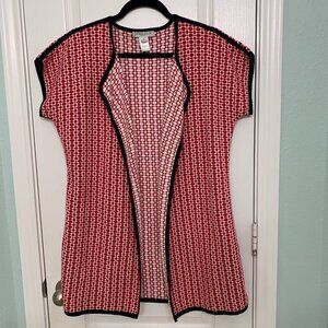 Pendleton Cap Sleeve Red / White Cardigan Wrap Sweater
